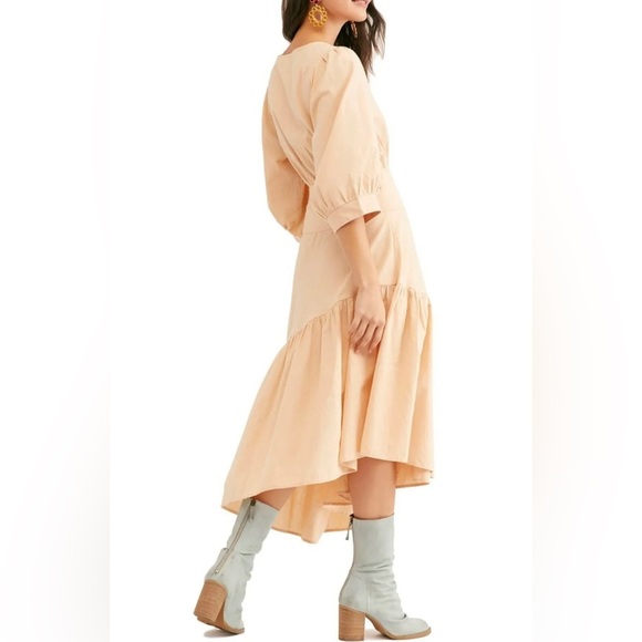 Free People Summer Don’t Mind If I Do MIDI Dress, size Medium Peach Color - Picture 2 of 7